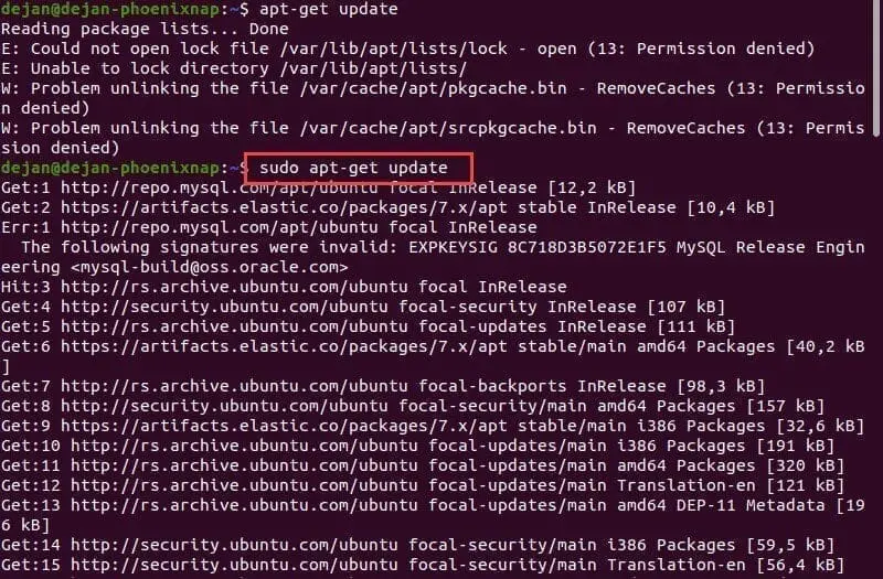 دستور apt-get update